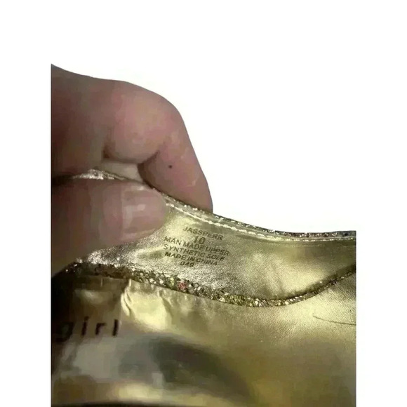 MADDEN GIRL DIAMANTE SUPER SPARKLE PARTY SHOES HEELS JASPER PEEP TOE GOLD 10 - Picture 12 of 12